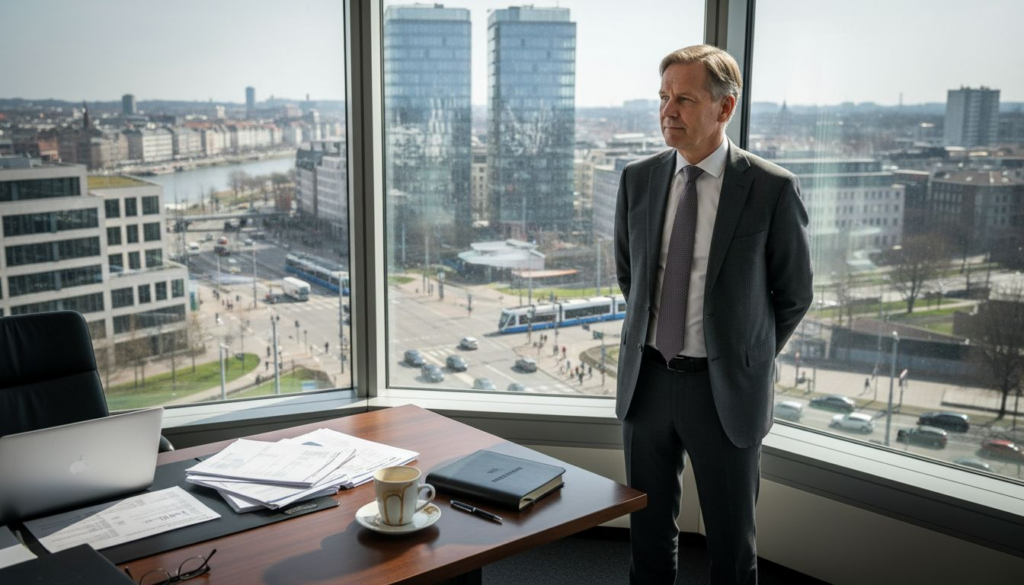 Duitse zakenman aan het werk op kantoor